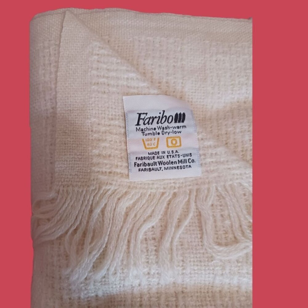 Faribo Vintafte Throw Blanket Fringe Cream 50x48 - Picture 6 of 6